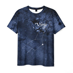 Мужская футболка 3D с принтом Дева(Virgo) в Екатеринбурге, 100% полиэфир | прямой крой, круглый вырез горловины, длина до линии бедер | virgo | дева | звезды | знаки зодиака | космос | созвездие