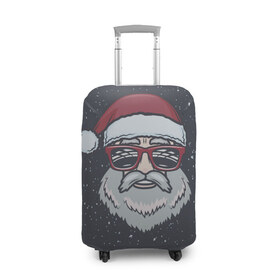 Чехол для чемодана 3D с принтом Santa hipster в Екатеринбурге, 86% полиэфир, 14% спандекс | двустороннее нанесение принта, прорези для ручек и колес | 