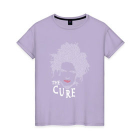 Женская футболка хлопок с принтом The Cure - face в Екатеринбурге, 100% хлопок | прямой крой, круглый вырез горловины, длина до линии бедер, слегка спущенное плечо | cure | рок
