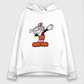 Женское худи Oversize хлопок с принтом Cuphead Dab в Екатеринбурге, френч-терри — 70% хлопок, 30% полиэстер. Мягкий теплый начес внутри —100% хлопок | боковые карманы, эластичные манжеты и нижняя кромка, капюшон на магнитной кнопке | Тематика изображения на принте: 