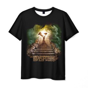 Мужская футболка 3D с принтом Led Zeppelin в Екатеринбурге, 100% полиэфир | прямой крой, круглый вырез горловины, длина до линии бедер | led zeppelin | джимми пейдж | джон генри бонэм | джон пол джонс | лед зеппелин | роберт плант