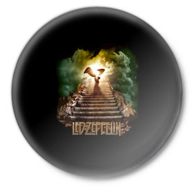 Значок с принтом Led Zeppelin в Екатеринбурге,  металл | круглая форма, металлическая застежка в виде булавки | Тематика изображения на принте: led zeppelin | джимми пейдж | джон генри бонэм | джон пол джонс | лед зеппелин | роберт плант