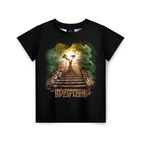 Детская футболка 3D с принтом Led Zeppelin в Екатеринбурге, 100% гипоаллергенный полиэфир | прямой крой, круглый вырез горловины, длина до линии бедер, чуть спущенное плечо, ткань немного тянется | led zeppelin | джимми пейдж | джон генри бонэм | джон пол джонс | лед зеппелин | роберт плант