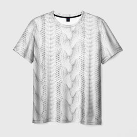 Мужская футболка 3D с принтом вязаный свитер в Екатеринбурге, 100% полиэфир | прямой крой, круглый вырез горловины, длина до линии бедер | Тематика изображения на принте: 