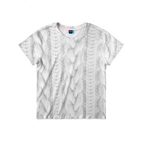 Детская футболка 3D с принтом вязаный свитер в Екатеринбурге, 100% гипоаллергенный полиэфир | прямой крой, круглый вырез горловины, длина до линии бедер, чуть спущенное плечо, ткань немного тянется | 