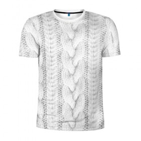 Мужская футболка 3D спортивная с принтом вязаный свитер в Екатеринбурге, 100% полиэстер с улучшенными характеристиками | приталенный силуэт, круглая горловина, широкие плечи, сужается к линии бедра | Тематика изображения на принте: 