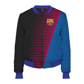 Женский бомбер 3D с принтом FC Barca 2018 Creative uniform в Екатеринбурге, 100% полиэстер | застегивается на молнию, по бокам два кармана без застежек, мягкие манжеты, по низу бомбера и на воротнике — эластичная резинка | fc | fc barcelona | fcb | барселона | спорт | спортивные | фк | футбол | футбольный клуб