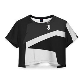 Женская футболка 3D укороченная с принтом Juventus 2018 Geometry Sport в Екатеринбурге, 100% полиэстер | круглая горловина, длина футболки до линии талии, рукава с отворотами | fc | juventus | спорт | спортивные | фк | футбол | футбольный клуб | ювентус