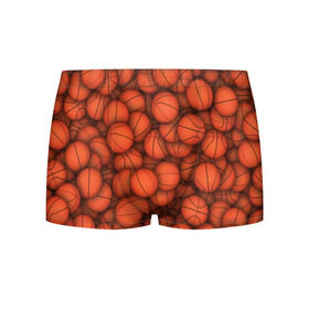 Мужские трусы 3D с принтом Баскетбольные мячи в Екатеринбурге, 50% хлопок, 50% полиэстер | классическая посадка, на поясе мягкая тканевая резинка | Тематика изображения на принте: basketball | баскетбол | мяч | мячик | оранжевый | паттерн | спорт | текстура