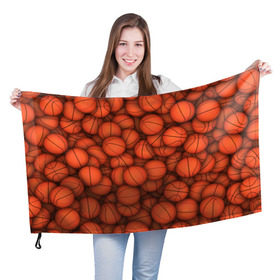 Флаг 3D с принтом Баскетбольные мячи в Екатеринбурге, 100% полиэстер | плотность ткани — 95 г/м2, размер — 67 х 109 см. Принт наносится с одной стороны | basketball | баскетбол | мяч | мячик | оранжевый | паттерн | спорт | текстура