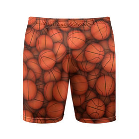 Мужские шорты 3D спортивные с принтом Баскетбольные мячи в Екатеринбурге,  |  | basketball | баскетбол | мяч | мячик | оранжевый | паттерн | спорт | текстура