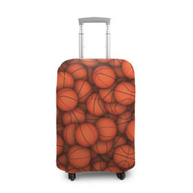 Чехол для чемодана 3D с принтом Баскетбольные мячи в Екатеринбурге, 86% полиэфир, 14% спандекс | двустороннее нанесение принта, прорези для ручек и колес | basketball | баскетбол | мяч | мячик | оранжевый | паттерн | спорт | текстура