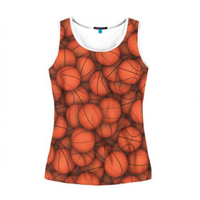 Женская майка 3D с принтом Баскетбольные мячи в Екатеринбурге, 100% полиэстер | круглая горловина, прямой силуэт, длина до линии бедра | basketball | баскетбол | мяч | мячик | оранжевый | паттерн | спорт | текстура