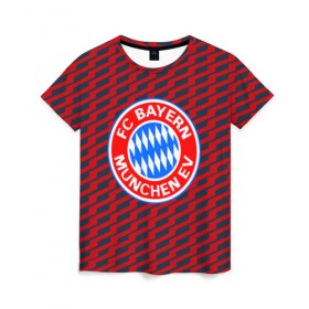 Женская футболка 3D с принтом FC Bayern 2018 Creative в Екатеринбурге, 100% полиэфир ( синтетическое хлопкоподобное полотно) | прямой крой, круглый вырез горловины, длина до линии бедер | Тематика изображения на принте: bayern | fc | бавария | спорт | спортивные | фк | футбол | футбольный клуб