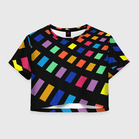 Женская футболка 3D укороченная с принтом Color of night в Екатеринбурге, 100% полиэстер | круглая горловина, длина футболки до линии талии, рукава с отворотами | 