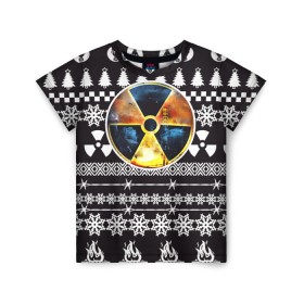 Детская футболка 3D с принтом S.T.A.L.K.E.R Ядерная Зима в Екатеринбурге, 100% гипоаллергенный полиэфир | прямой крой, круглый вырез горловины, длина до линии бедер, чуть спущенное плечо, ткань немного тянется | Тематика изображения на принте: stalker | зима | новогодние | новый год | радиация | сталкер | чернобыль