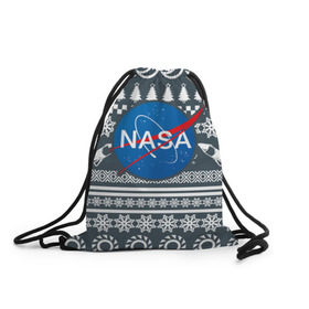 Рюкзак-мешок 3D с принтом Свитер NASA в Екатеринбурге, 100% полиэстер | плотность ткани — 200 г/м2, размер — 35 х 45 см; лямки — толстые шнурки, застежка на шнуровке, без карманов и подкладки | nasa | космос | логотип | наса | ракета