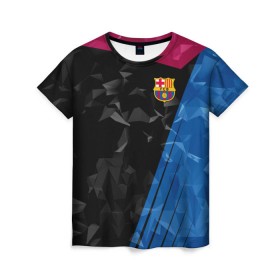 Женская футболка 3D с принтом FC Barca 2018 Creative uniform в Екатеринбурге, 100% полиэфир ( синтетическое хлопкоподобное полотно) | прямой крой, круглый вырез горловины, длина до линии бедер | fc | fc barcelona | fcb | барселона | спорт | спортивные | фк | футбол | футбольный клуб