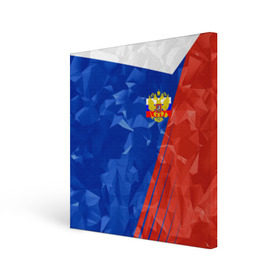 Холст квадратный с принтом RUSSIA - Tricolor Collection в Екатеринбурге, 100% ПВХ |  | russia | герб | россия | триколор | флаг