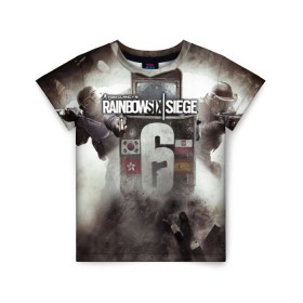 Детская футболка 3D с принтом Tom Clancy Rainbow Six Siege в Екатеринбурге, 100% гипоаллергенный полиэфир | прямой крой, круглый вырез горловины, длина до линии бедер, чуть спущенное плечо, ткань немного тянется | Тематика изображения на принте: 6 | rainbow six | siege | война | игра | оружие | осада | шутер
