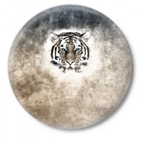 Значок с принтом Tiger в Екатеринбурге,  металл | круглая форма, металлическая застежка в виде булавки | 