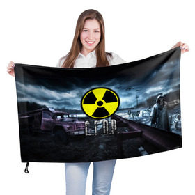 Флаг 3D с принтом S.T.A.L.K.E.R. - Е.Г.О.Р. в Екатеринбурге, 100% полиэстер | плотность ткани — 95 г/м2, размер — 67 х 109 см. Принт наносится с одной стороны | stalker | егор | егорка | имя | припять | радиация | сталкер | чернобыль