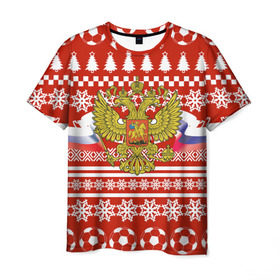 Мужская футболка 3D с принтом RUSSIA Праздничный в Екатеринбурге, 100% полиэфир | прямой крой, круглый вырез горловины, длина до линии бедер | russia | герб | россия | спорт | спортивные | флаг