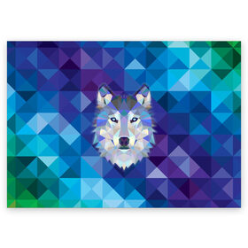 Поздравительная открытка с принтом Волк в Екатеринбурге, 100% бумага | плотность бумаги 280 г/м2, матовая, на обратной стороне линовка и место для марки
 | волк