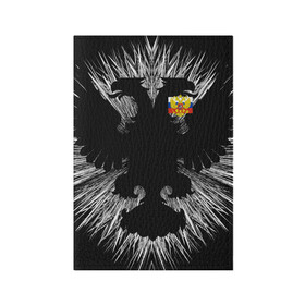 Обложка для паспорта матовая кожа с принтом RUSSIA - Black Collection в Екатеринбурге, натуральная матовая кожа | размер 19,3 х 13,7 см; прозрачные пластиковые крепления | Тематика изображения на принте: герб | россия | флаг