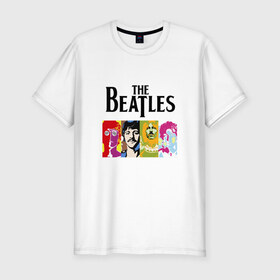 Мужская футболка премиум с принтом The Beatles в Екатеринбурге, 92% хлопок, 8% лайкра | приталенный силуэт, круглый вырез ворота, длина до линии бедра, короткий рукав | Тематика изображения на принте: битлз | джон леннон | джордж харрисон | пол маккартни | ринго старр