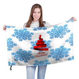 Флаг 3D с принтом Merry christmas в Екатеринбурге, 100% полиэстер | плотность ткани — 95 г/м2, размер — 67 х 109 см. Принт наносится с одной стороны | 