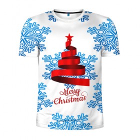 Мужская футболка 3D спортивная с принтом Merry christmas в Екатеринбурге, 100% полиэстер с улучшенными характеристиками | приталенный силуэт, круглая горловина, широкие плечи, сужается к линии бедра | 