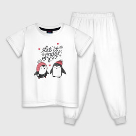 Детская пижама хлопок с принтом Пингвинчики в Екатеринбурге, 100% хлопок |  брюки и футболка прямого кроя, без карманов, на брюках мягкая резинка на поясе и по низу штанин
 | зима | новый год | пингвин | подарок | рождество