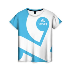 Женская футболка 3D с принтом cs:go - Cloud 9 (2018 Style) в Екатеринбурге, 100% полиэфир ( синтетическое хлопкоподобное полотно) | прямой крой, круглый вырез горловины, длина до линии бедер | Тематика изображения на принте: 0x000000123 | 9 | cloud9 | csgo | клауд | кс го