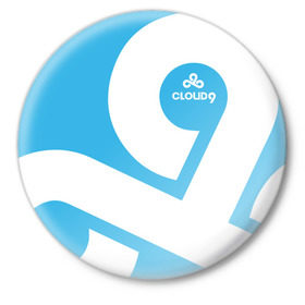 Значок с принтом cs:go - Cloud 9 (2018 Style) в Екатеринбурге,  металл | круглая форма, металлическая застежка в виде булавки | Тематика изображения на принте: 0x000000123 | 9 | cloud9 | csgo | клауд | кс го