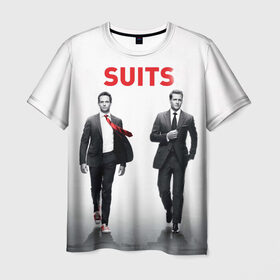 Мужская футболка 3D с принтом Suits в Екатеринбурге, 100% полиэфир | прямой крой, круглый вырез горловины, длина до линии бедер | Тематика изображения на принте: suits | форс мажоры