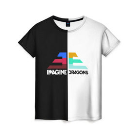 Женская футболка 3D с принтом Imagine Dragons в Екатеринбурге, 100% полиэфир ( синтетическое хлопкоподобное полотно) | прямой крой, круглый вырез горловины, длина до линии бедер | dragons | imagine | бэн макки | драгонс | дэн платцман | дэн рейнольдс | имеджин | уэйн сермон