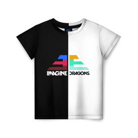 Детская футболка 3D с принтом Imagine Dragons в Екатеринбурге, 100% гипоаллергенный полиэфир | прямой крой, круглый вырез горловины, длина до линии бедер, чуть спущенное плечо, ткань немного тянется | dragons | imagine | бэн макки | драгонс | дэн платцман | дэн рейнольдс | имеджин | уэйн сермон