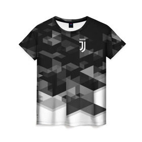 Женская футболка 3D с принтом Juventus 2018 Geometry Sport в Екатеринбурге, 100% полиэфир ( синтетическое хлопкоподобное полотно) | прямой крой, круглый вырез горловины, длина до линии бедер | Тематика изображения на принте: fc | juventus | спорт | спортивные | фк | футбол | футбольный клуб | ювентус