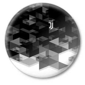 Значок с принтом Juventus 2018 Geometry Sport в Екатеринбурге,  металл | круглая форма, металлическая застежка в виде булавки | Тематика изображения на принте: fc | juventus | спорт | спортивные | фк | футбол | футбольный клуб | ювентус