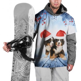 Накидка на куртку 3D с принтом Новогодние собачки в Екатеринбурге, 100% полиэстер |  | christmas | new year | santa | год собаки | елка | елочки | новогодний | новый год | рождество | снег | снежинки | собака