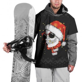 Накидка на куртку 3D с принтом Жуткий санта в Екатеринбурге, 100% полиэстер |  | Тематика изображения на принте: зима | новый год | подарок | рождество | череп