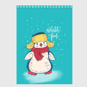 Скетчбук с принтом Пингвин в шарфе в Екатеринбурге, 100% бумага
 | 48 листов, плотность листов — 100 г/м2, плотность картонной обложки — 250 г/м2. Листы скреплены сверху удобной пружинной спиралью | зима | новый год | пингвин | подарок | рождество