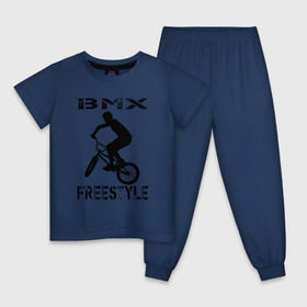 Детская пижама хлопок с принтом BMX FreeStyle в Екатеринбурге, 100% хлопок |  брюки и футболка прямого кроя, без карманов, на брюках мягкая резинка на поясе и по низу штанин
 | Тематика изображения на принте: bmx | freestyle | велик | велосипед | трюки | экстрим