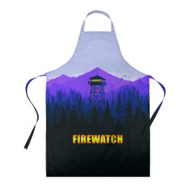 Фартук 3D с принтом Firewatch в Екатеринбурге, 100% полиэстер | общий размер — 65 х 85 см, ширина нагрудника — 26 см, горловина — 53 см, длина завязок — 54 см, общий обхват в поясе — 173 см. Принт на завязках и на горловине наносится с двух сторон, на основной части фартука — только с внешней стороны | вышка | закат | лес | пейзаж