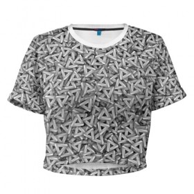 Женская футболка 3D укороченная с принтом Невозможные треугольники в Екатеринбурге, 100% полиэстер | круглая горловина, длина футболки до линии талии, рукава с отворотами | Тематика изображения на принте: 