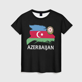Женская футболка 3D с принтом Азербайджан в Екатеринбурге, 100% полиэфир ( синтетическое хлопкоподобное полотно) | прямой крой, круглый вырез горловины, длина до линии бедер | azerbaijan | azerbaycan | baku | sssr | азербайджан | азербайджанская | азия | айзербайджан | баку | карта | мусульмане | народ | республика | советский союз | ссср | страна | флаг