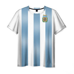 Мужская футболка 3D с принтом Аргентина ЧМ 2018 в Екатеринбурге, 100% полиэфир | прямой крой, круглый вырез горловины, длина до линии бедер | cup | fifa | world | мира | мундиаль | россия | чемпионат