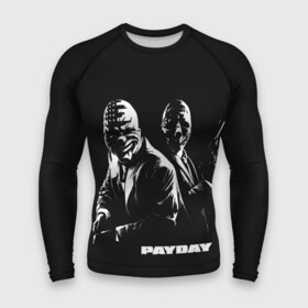 Мужской рашгард 3D с принтом Payday в Екатеринбурге,  |  | chains | dallas | heist | hoxton | payday | the heist | wolf | банк | грабители | мафиози | мафия | наемники | ограбление