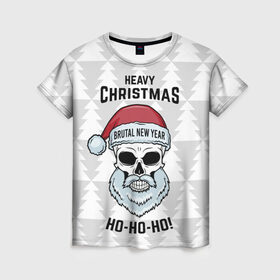 Женская футболка 3D с принтом Heavy Christmas в Екатеринбурге, 100% полиэфир ( синтетическое хлопкоподобное полотно) | прямой крой, круглый вырез горловины, длина до линии бедер | 